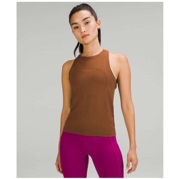Lululemon Swiftly Tech High Neck Racer Back Tank Top Roasted Brown Womens Size 6 - Picture 1 of 9